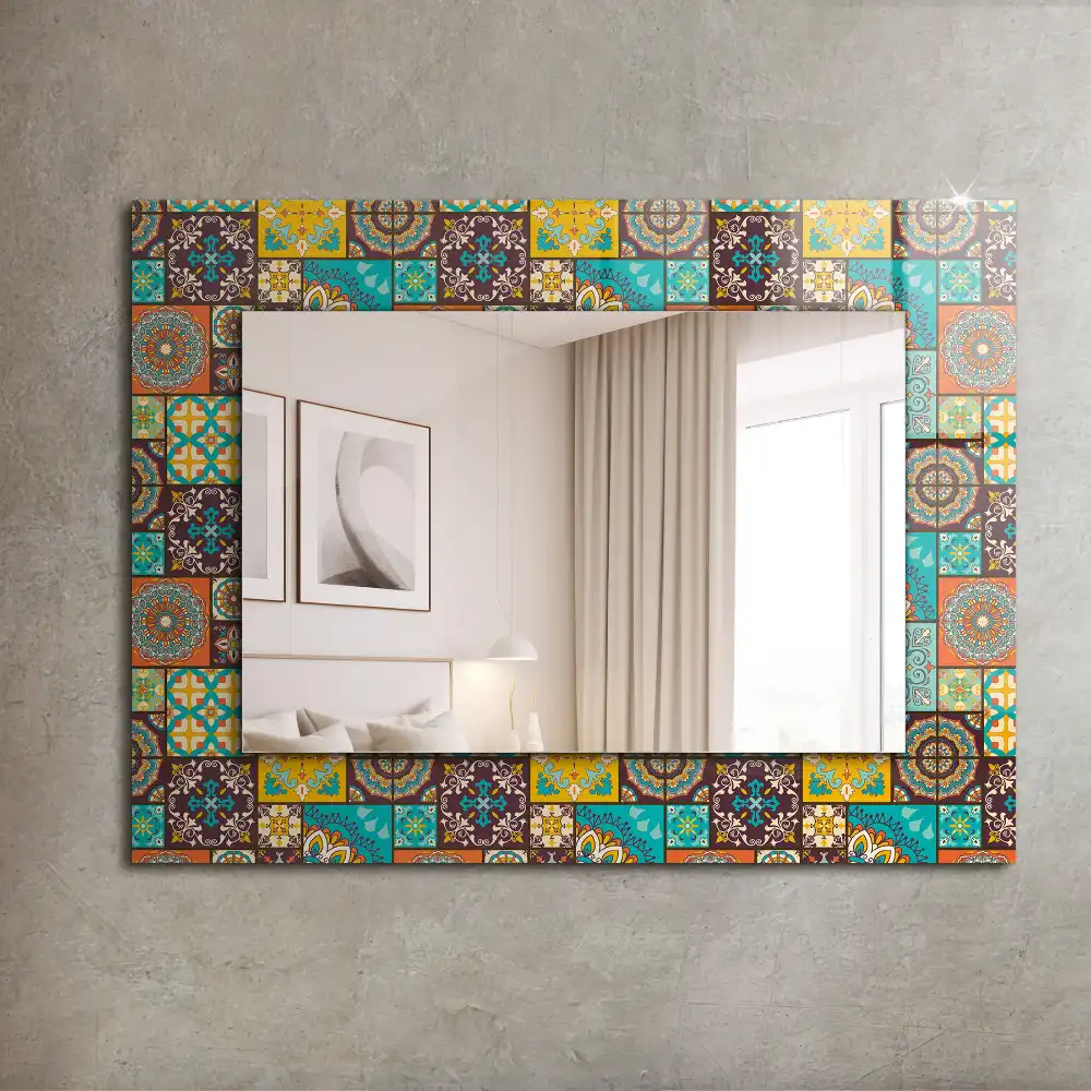 Rektangulär spegel med tryck Färgglada mosaikplattor
