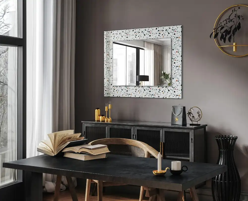 Dekorativ spegel med tryck Terrazzo mosaikmönster