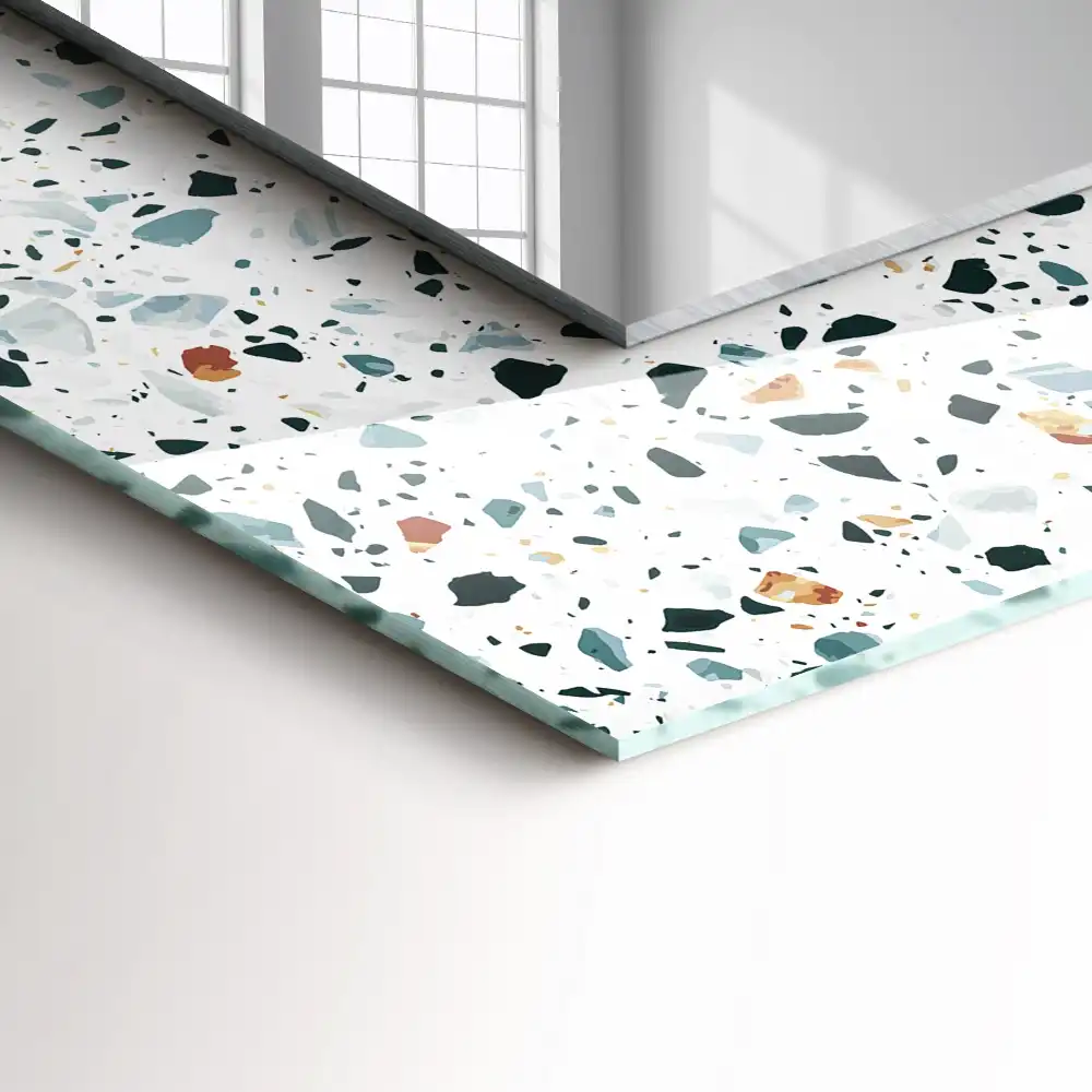 Dekorativ spegel med tryck Terrazzo mosaikmönster
