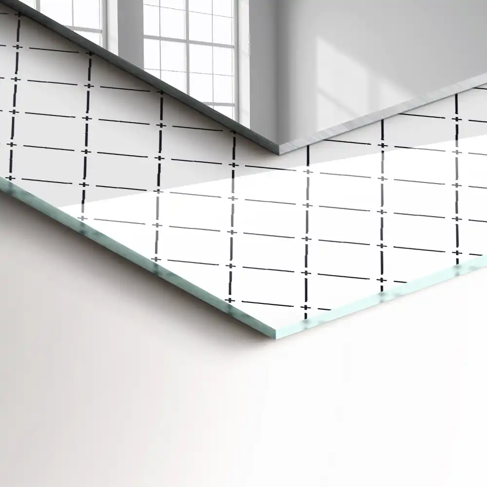 Rektangulär spegel med tryck Rutiga mönsterlinjer