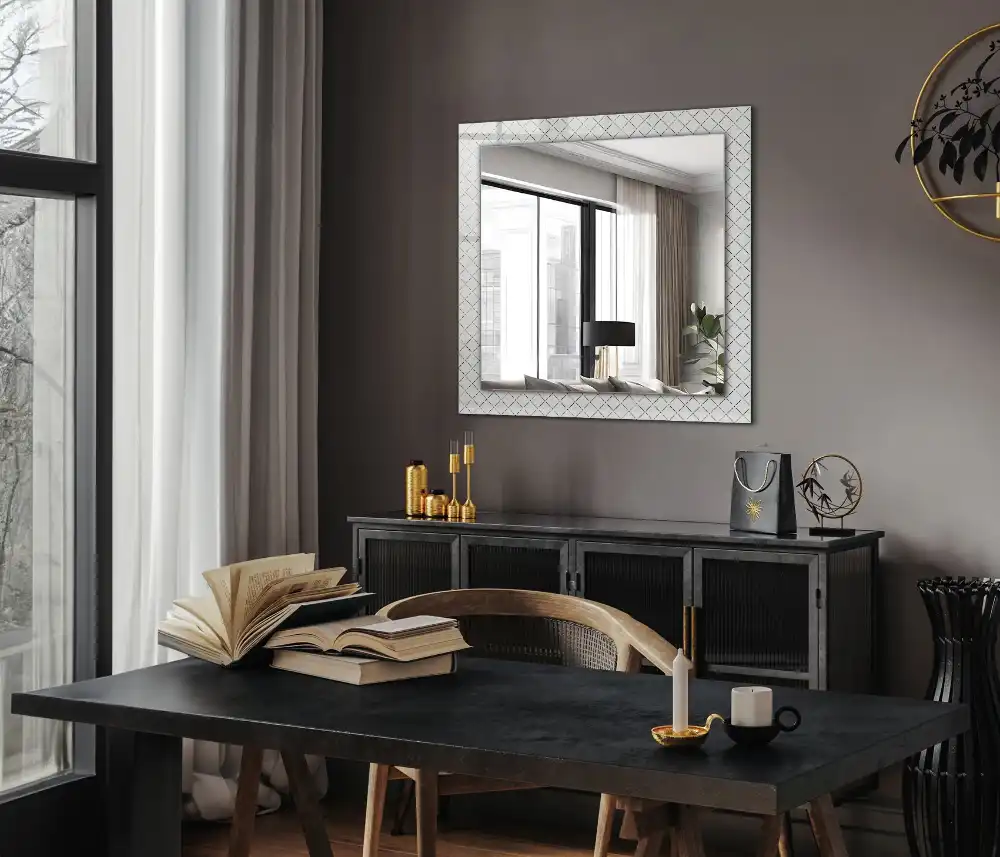 Rektangulär spegel med tryck Rutiga mönsterlinjer