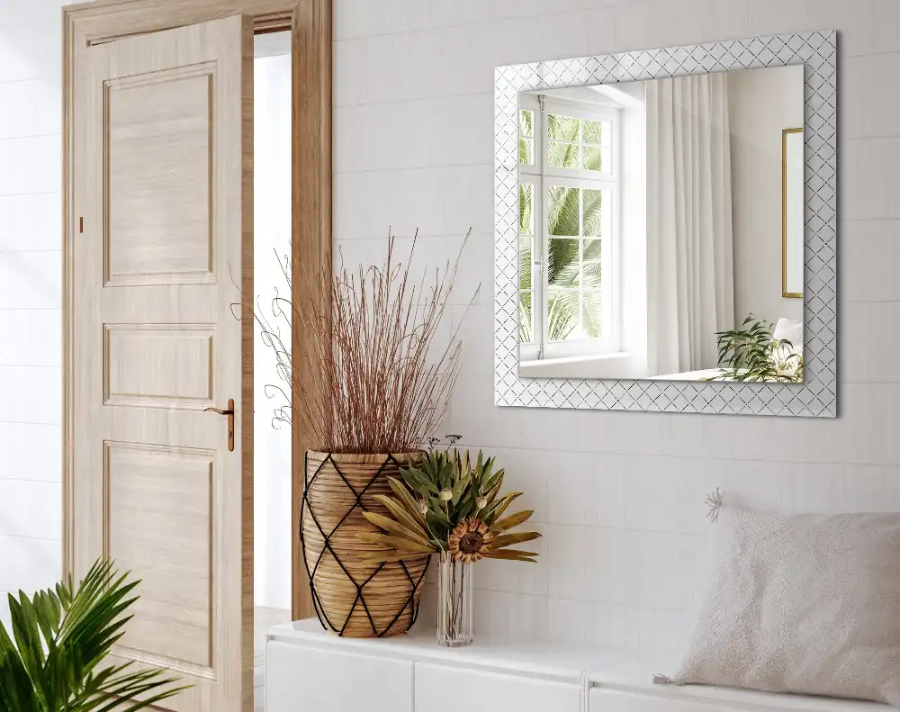 Rektangulär spegel med tryck Rutiga mönsterlinjer