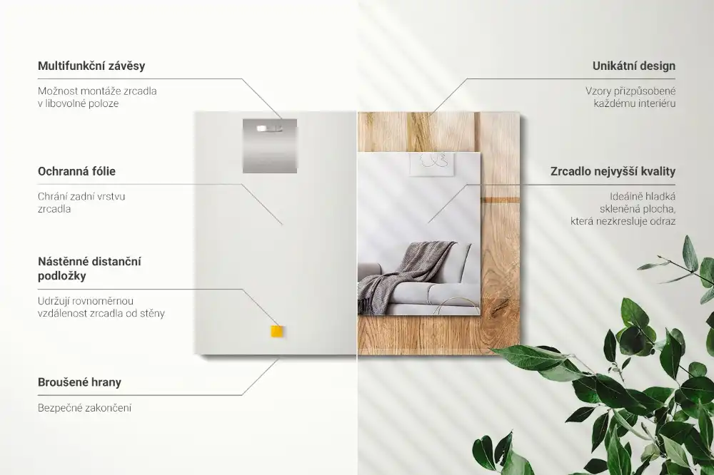 Dekorativ spegel med tryck Trä textur