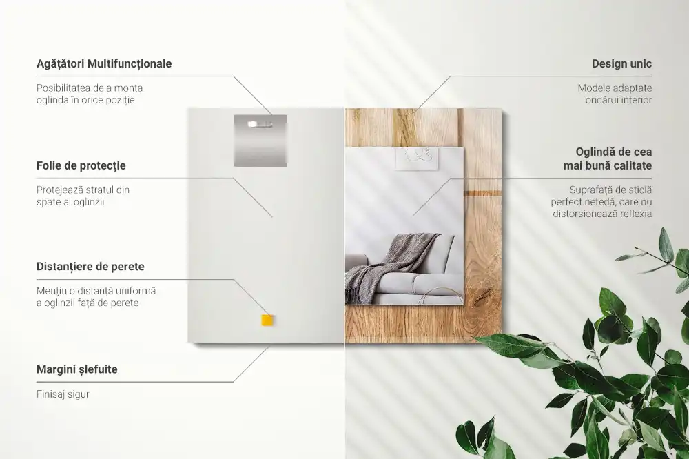 Dekorativ spegel med tryck Trä textur