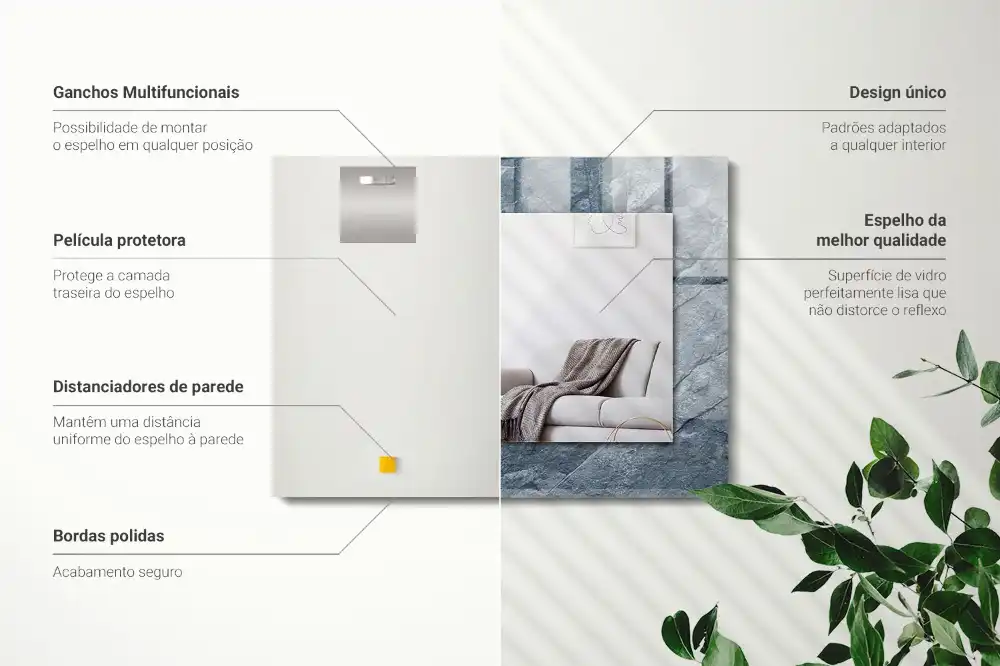 Rektangulär spegel med tryck Rock textur sten