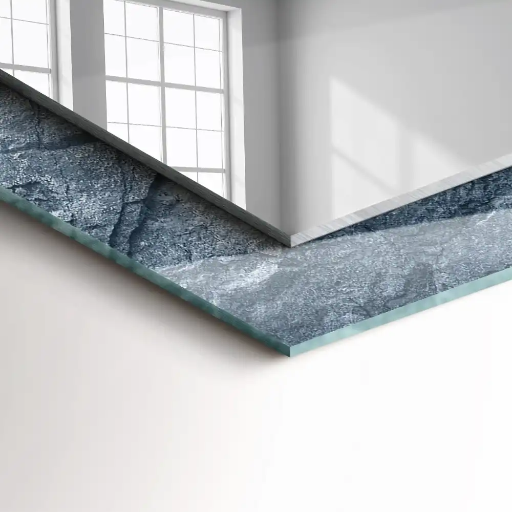 Rektangulär spegel med tryck Rock textur sten