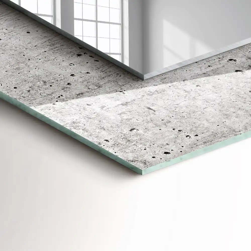 Rektangulär spegel med tryck Betongväggstruktur