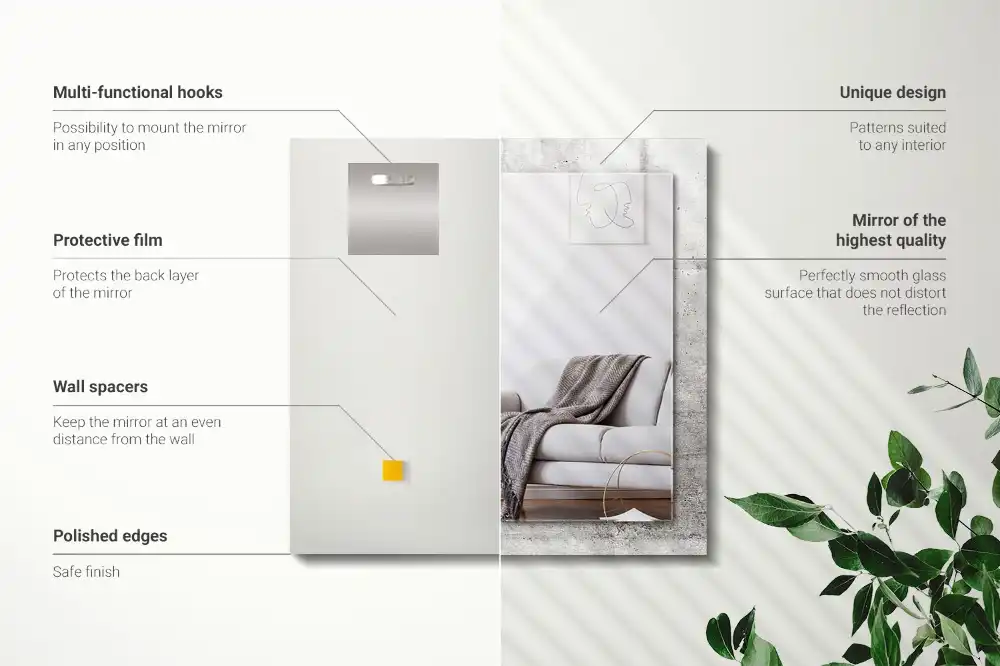 Rektangulär spegel med tryck Betongväggstruktur