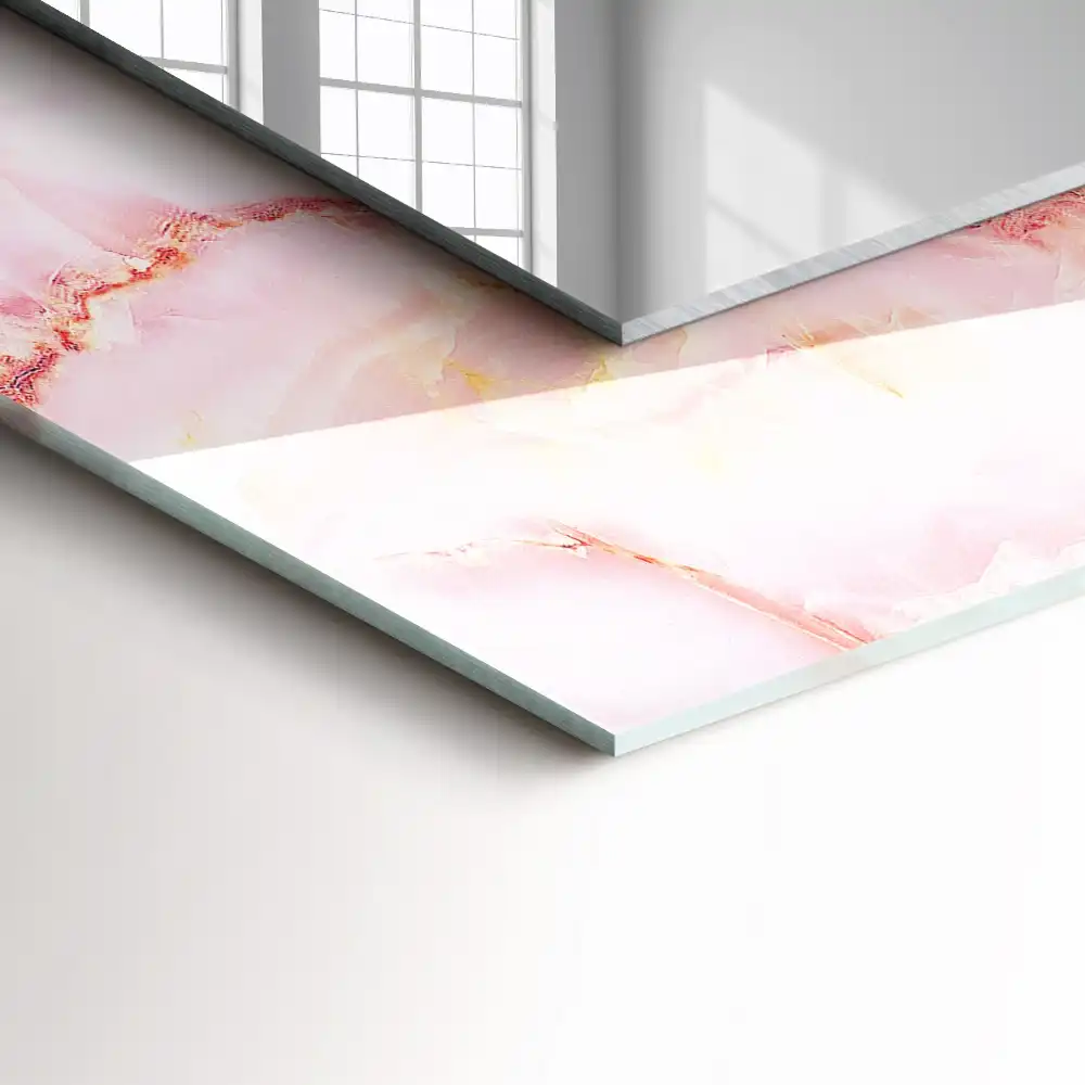 Rektangulär spegel med tryck Rosa marmormönster