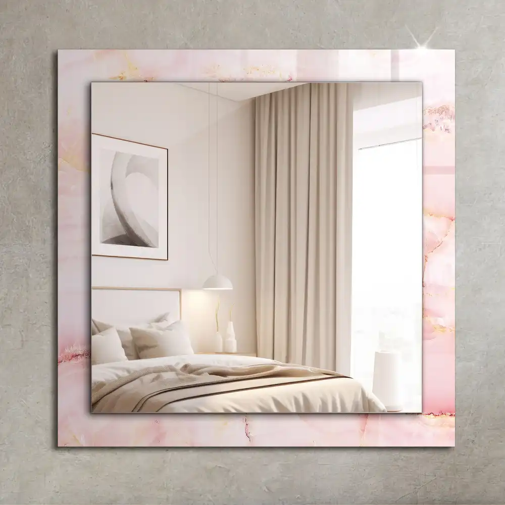Rektangulär spegel med tryck Rosa marmormönster