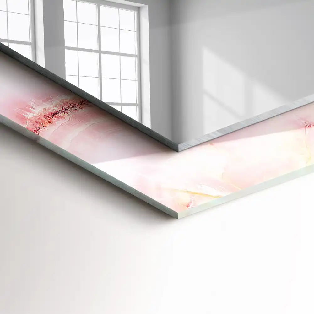 Rektangulär spegel med tryck Rosa marmormönster