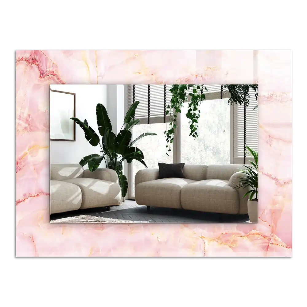 Rektangulär spegel med tryck Rosa marmormönster