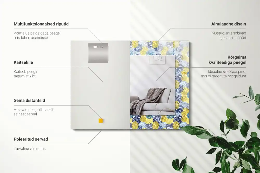 Dekorativ spegel med tryck Färgglada blommönster