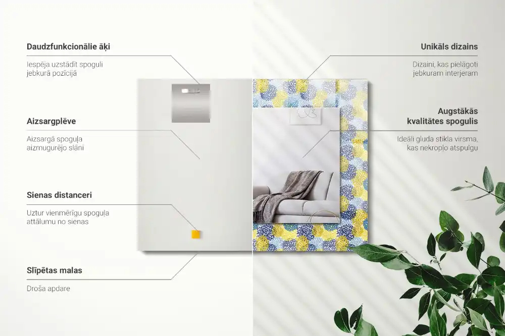 Dekorativ spegel med tryck Färgglada blommönster