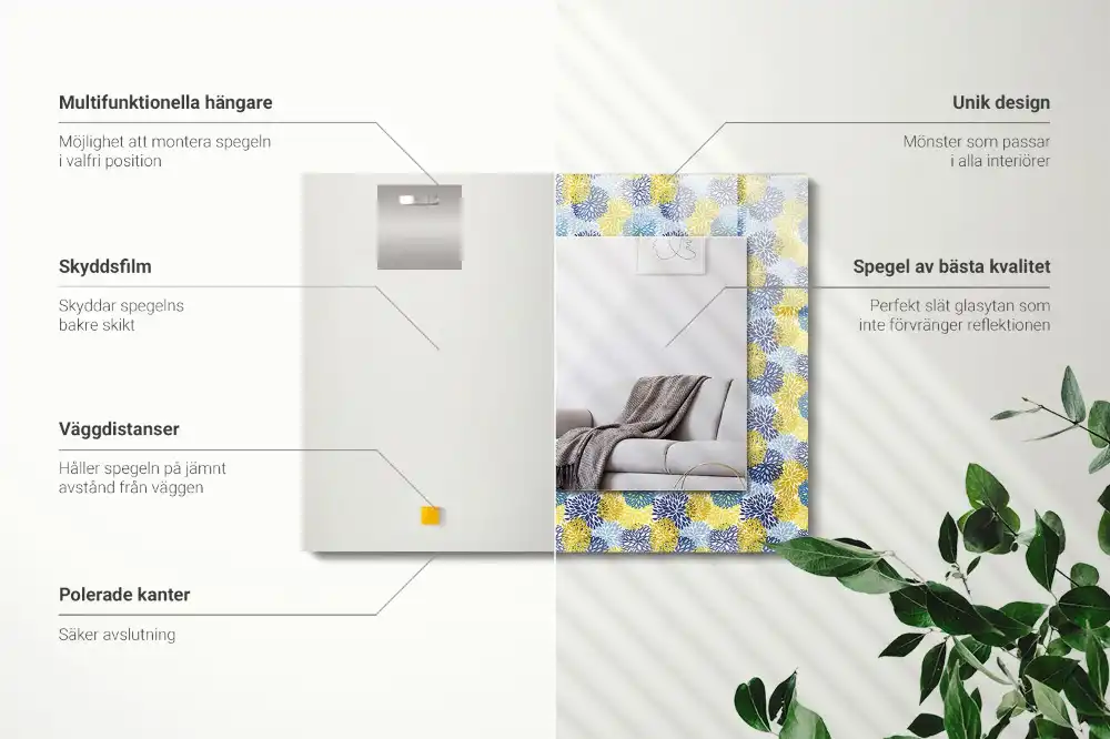Dekorativ spegel med tryck Färgglada blommönster