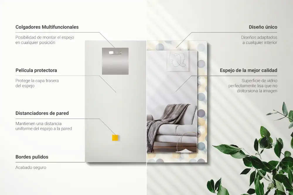 Rektangulär spegel med tryck Färgglada cirkulära mönster