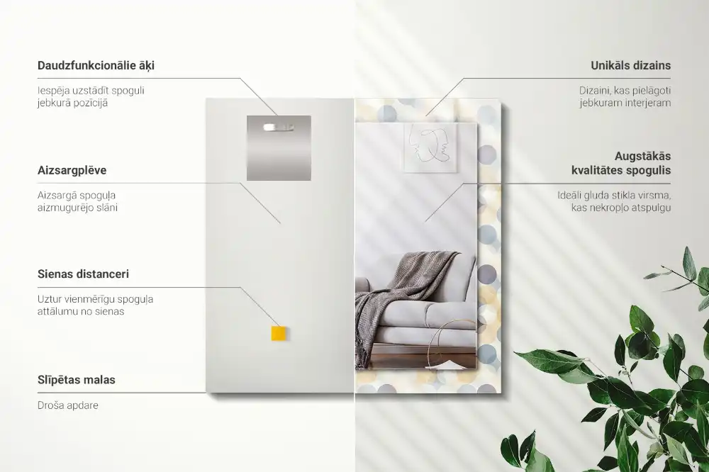 Rektangulär spegel med tryck Färgglada cirkulära mönster