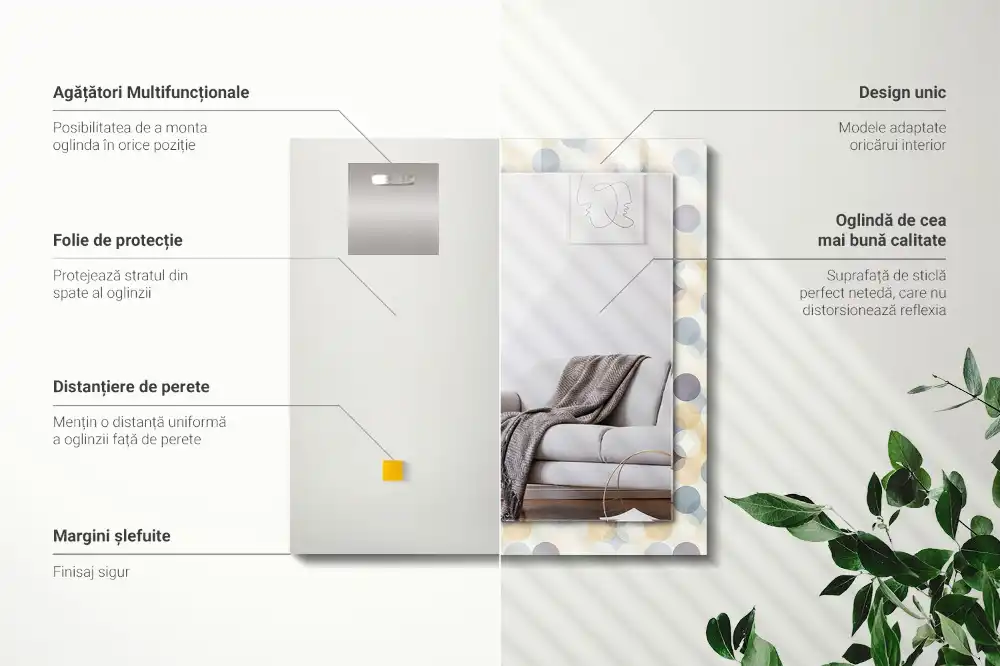 Rektangulär spegel med tryck Färgglada cirkulära mönster