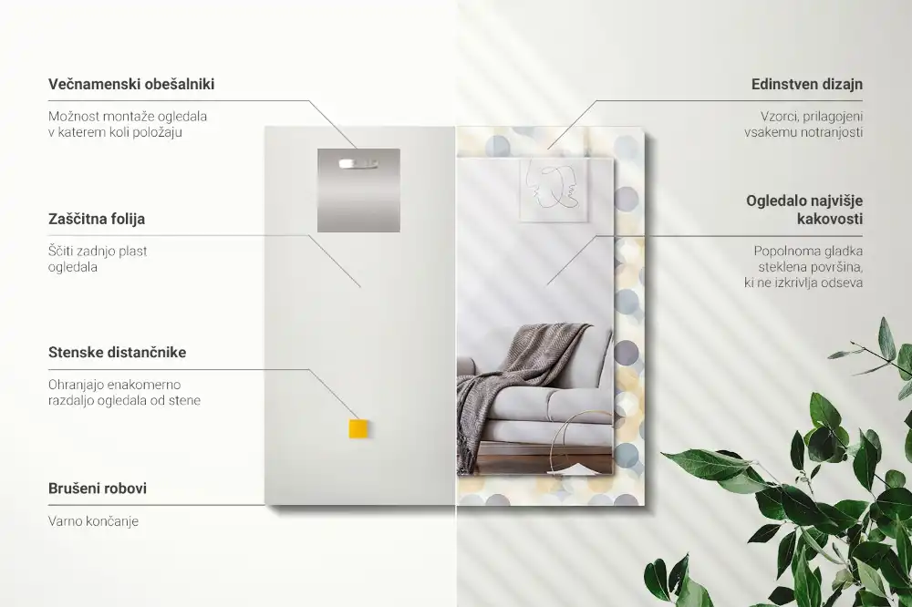 Rektangulär spegel med tryck Färgglada cirkulära mönster