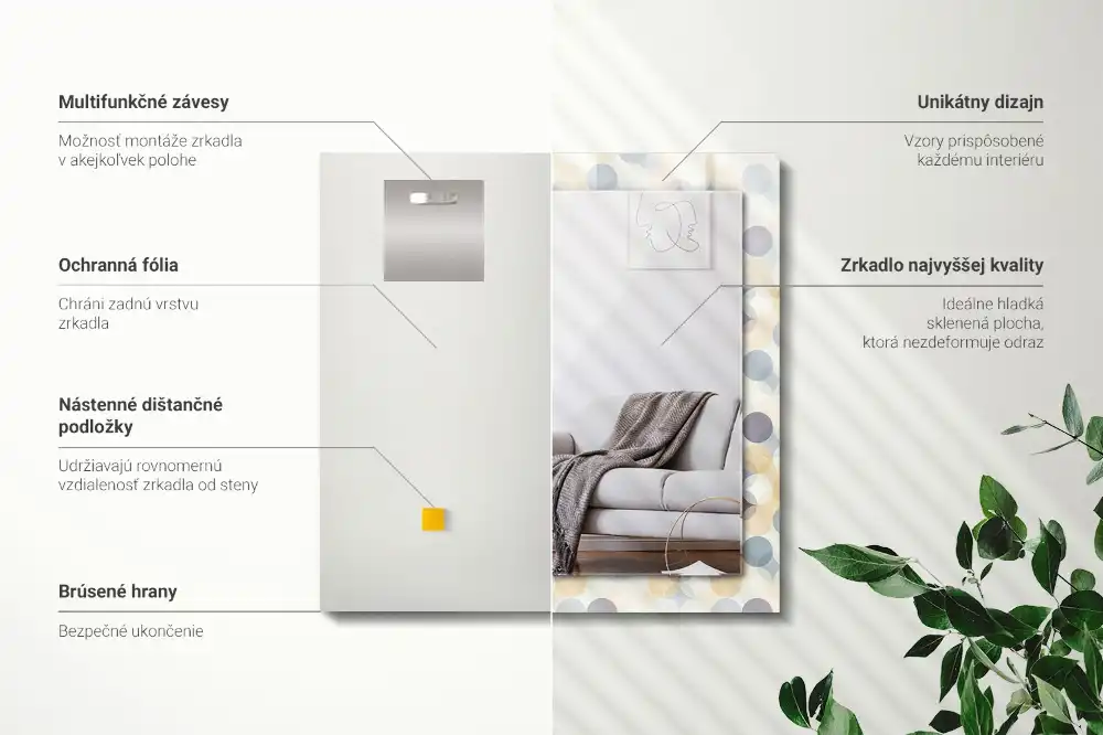 Rektangulär spegel med tryck Färgglada cirkulära mönster