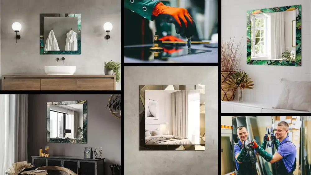 Rektangulär spegel med tryck Färgglada cirkulära mönster