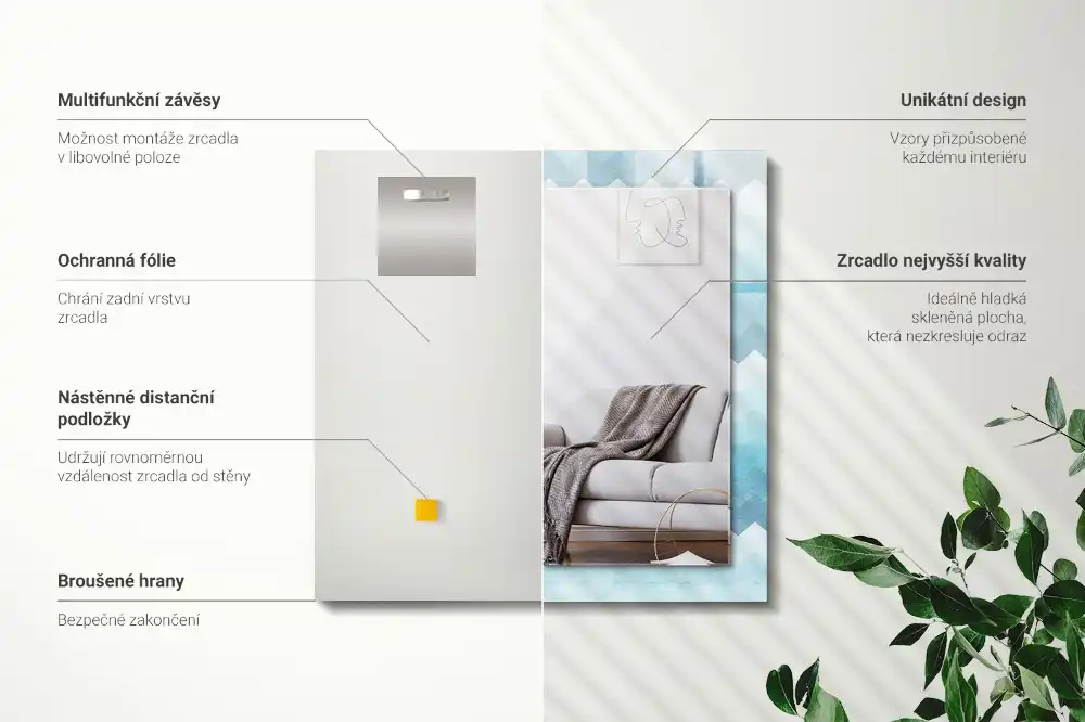 Dekorativ spegel med tryck Sicksack gradient mönster