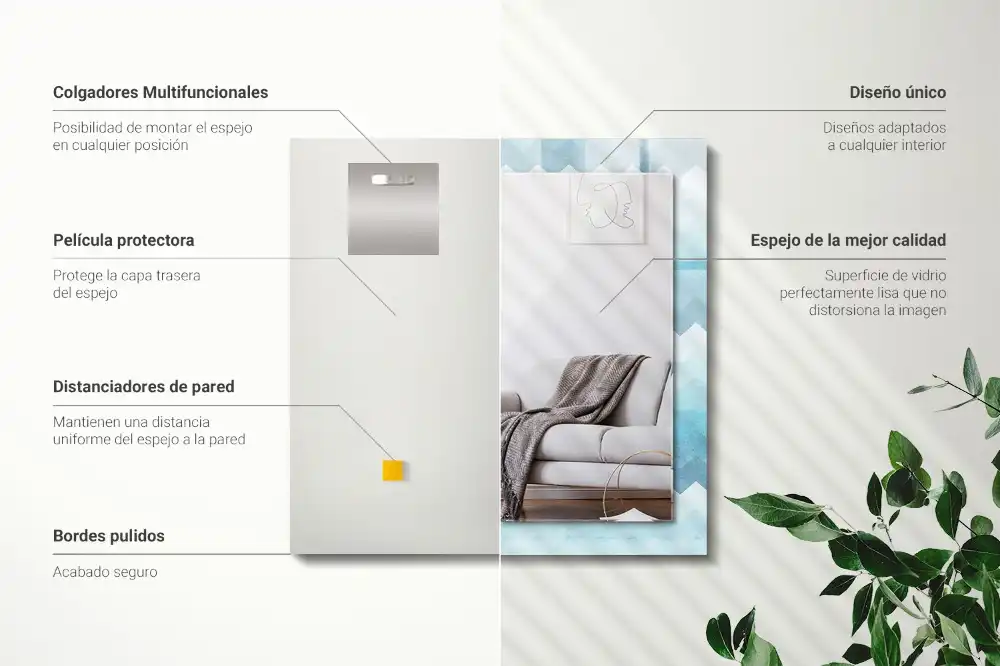 Dekorativ spegel med tryck Sicksack gradient mönster