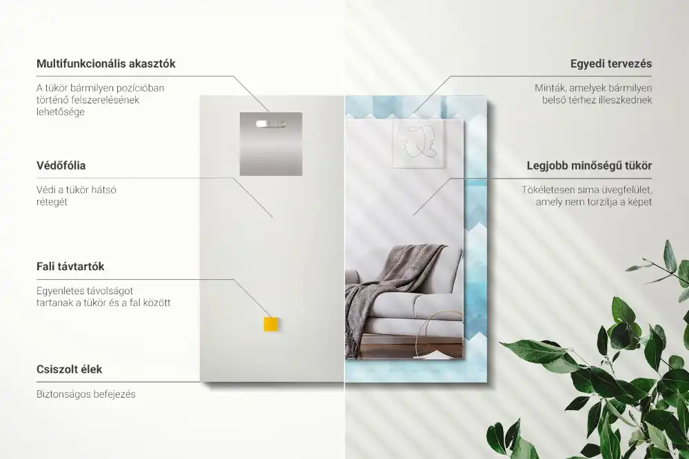 Dekorativ spegel med tryck Sicksack gradient mönster