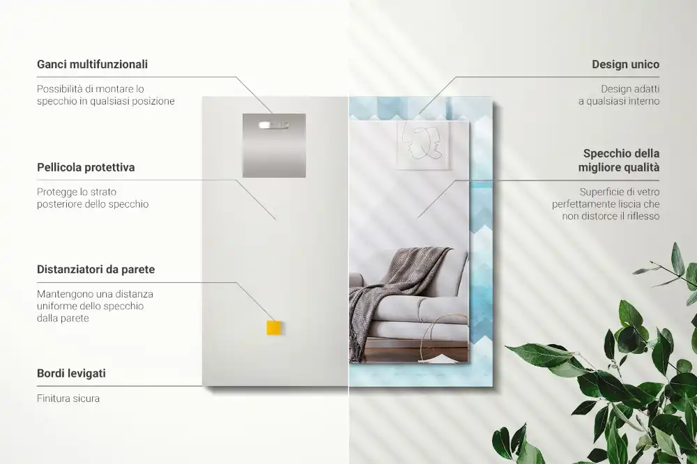 Dekorativ spegel med tryck Sicksack gradient mönster