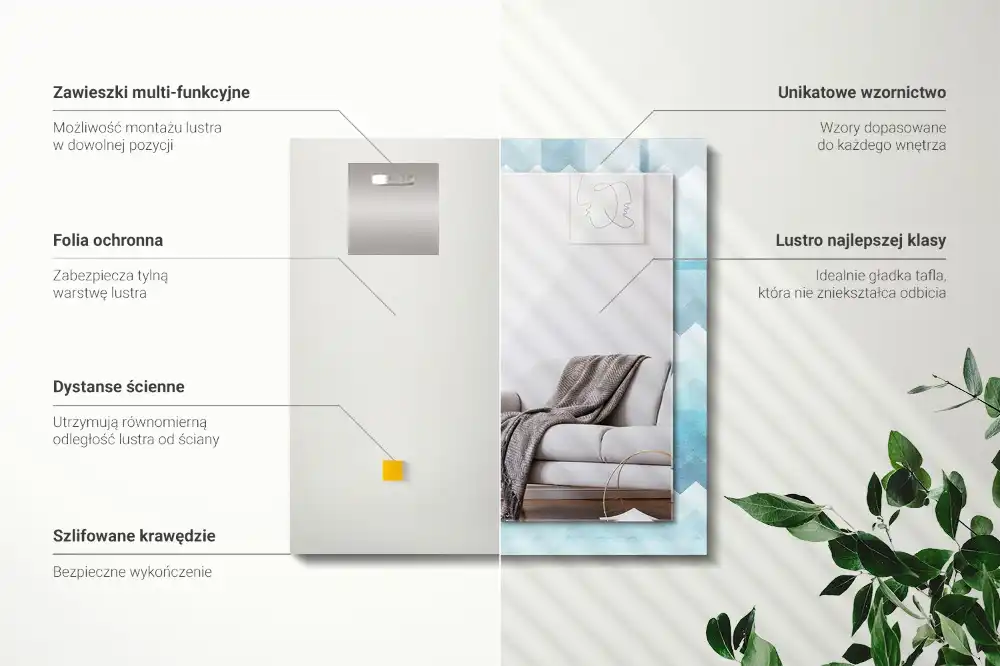 Dekorativ spegel med tryck Sicksack gradient mönster