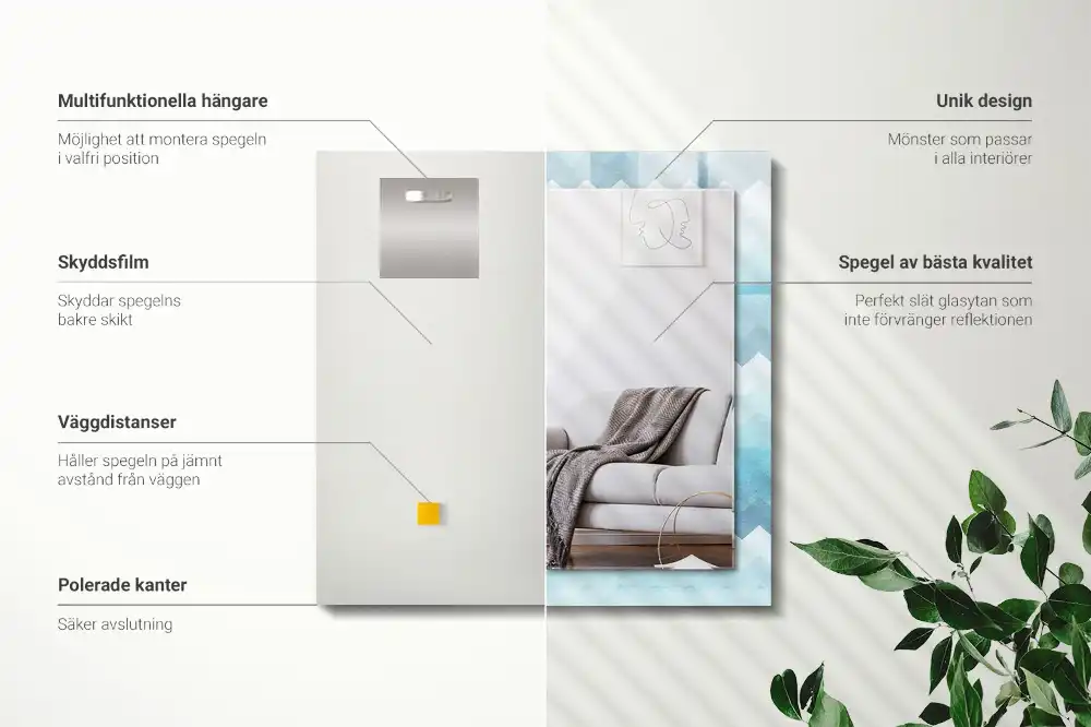 Dekorativ spegel med tryck Sicksack gradient mönster