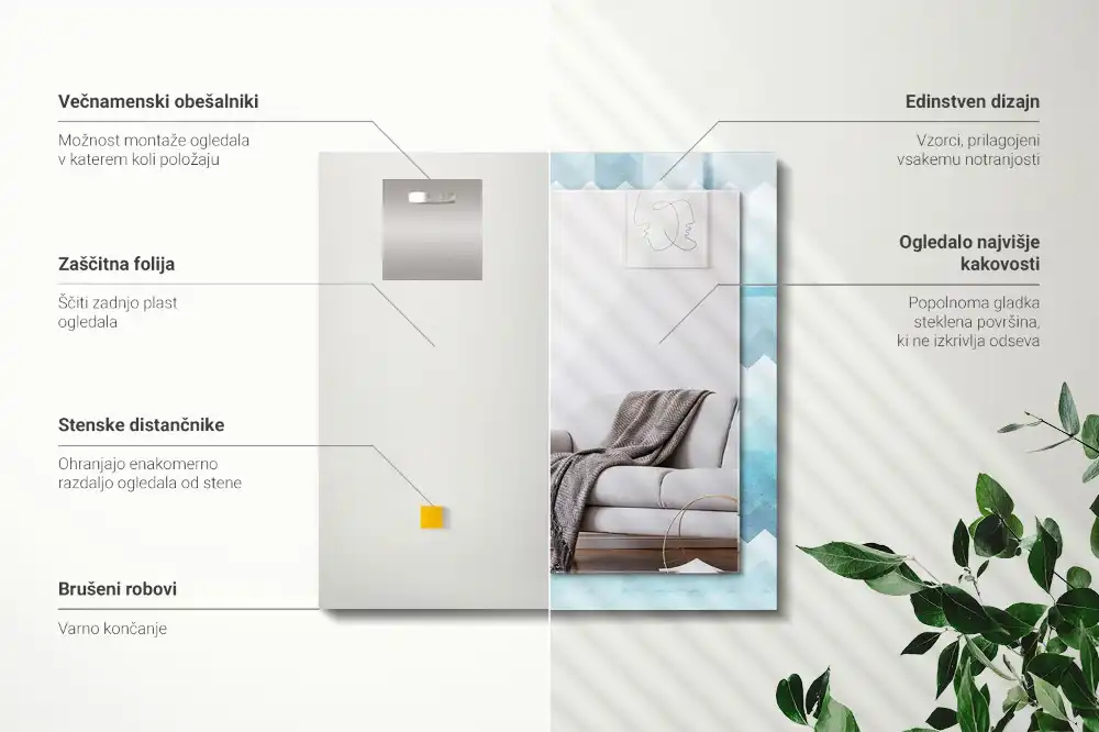 Dekorativ spegel med tryck Sicksack gradient mönster