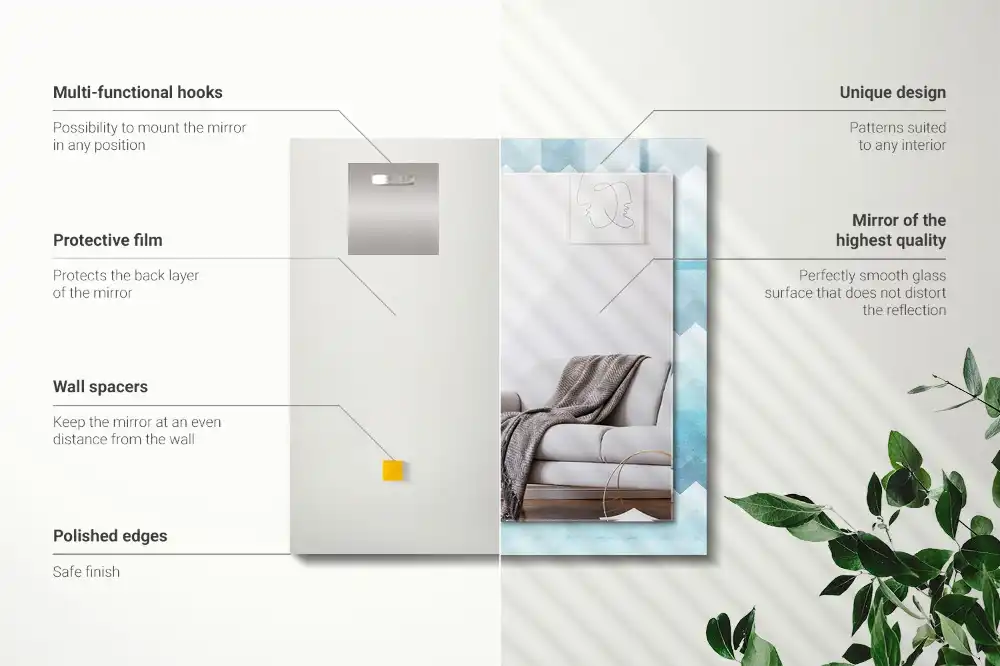 Dekorativ spegel med tryck Sicksack gradient mönster