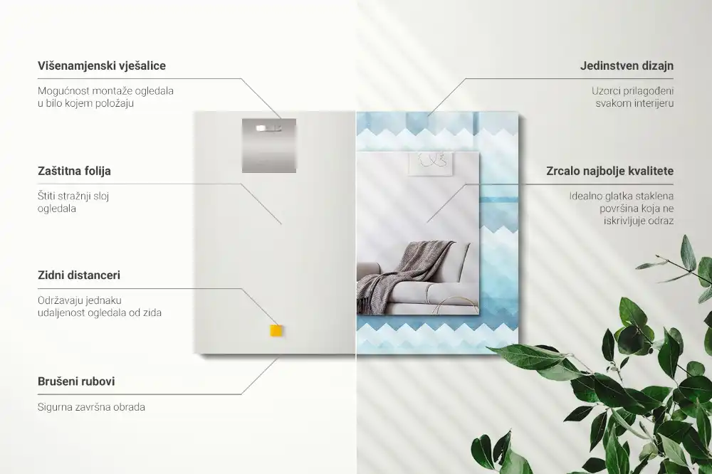 Dekorativ spegel med tryck Sicksack gradient mönster