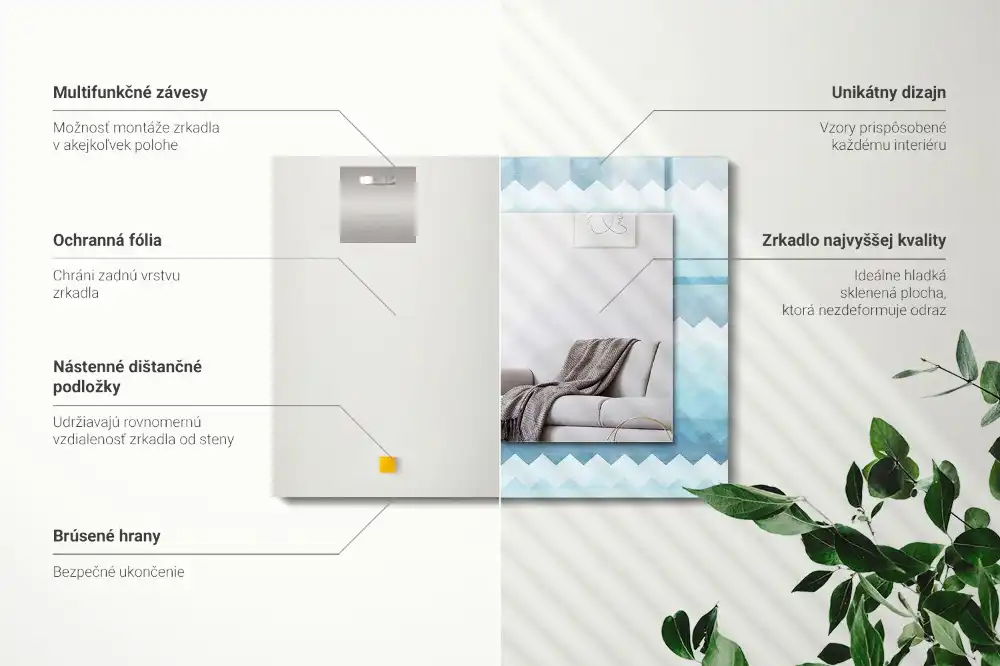 Dekorativ spegel med tryck Sicksack gradient mönster