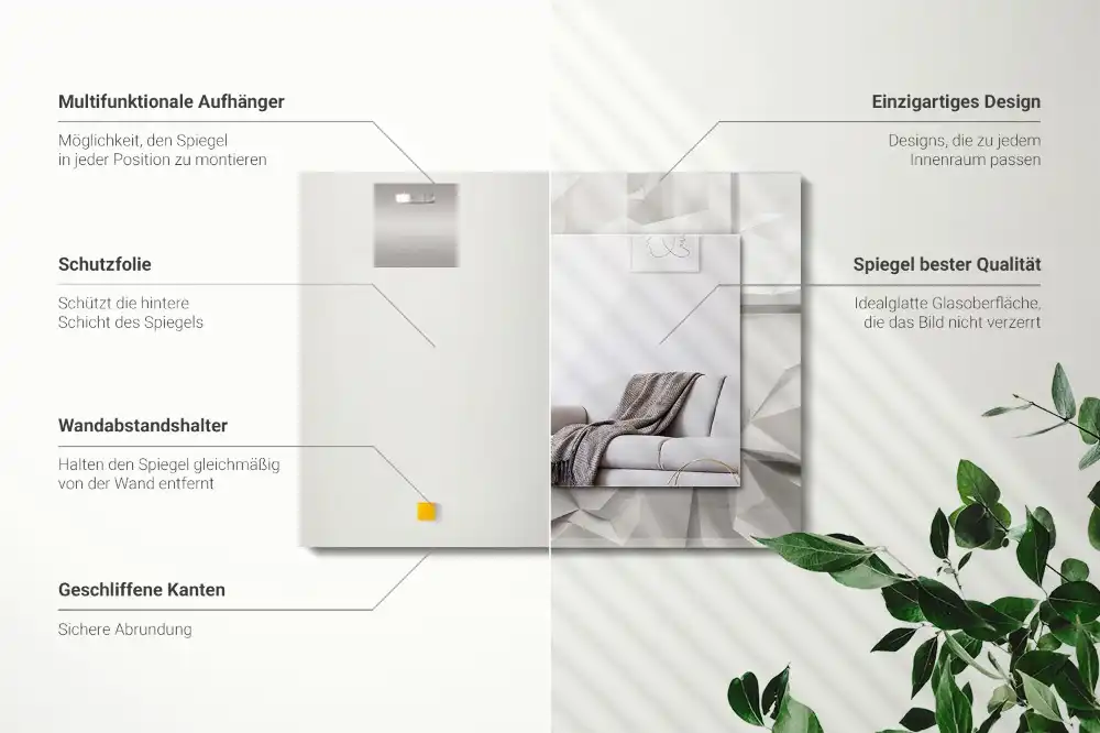 Dekorativ spegel med tryck Abstrakta geometriska former