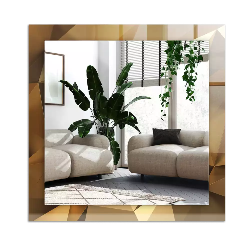 Rektangulär spegel med tryck geometriska former