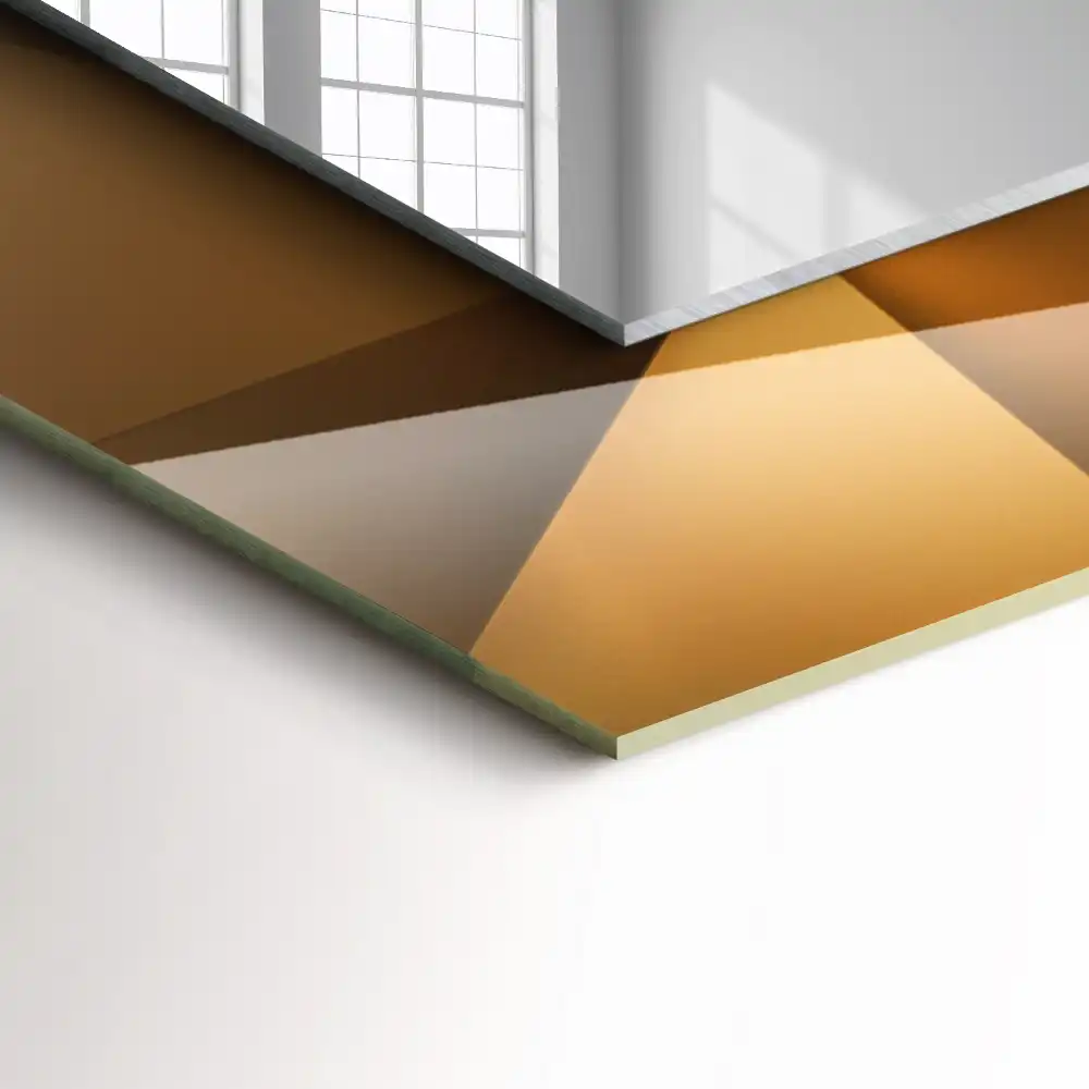 Rektangulär spegel med tryck geometriska former