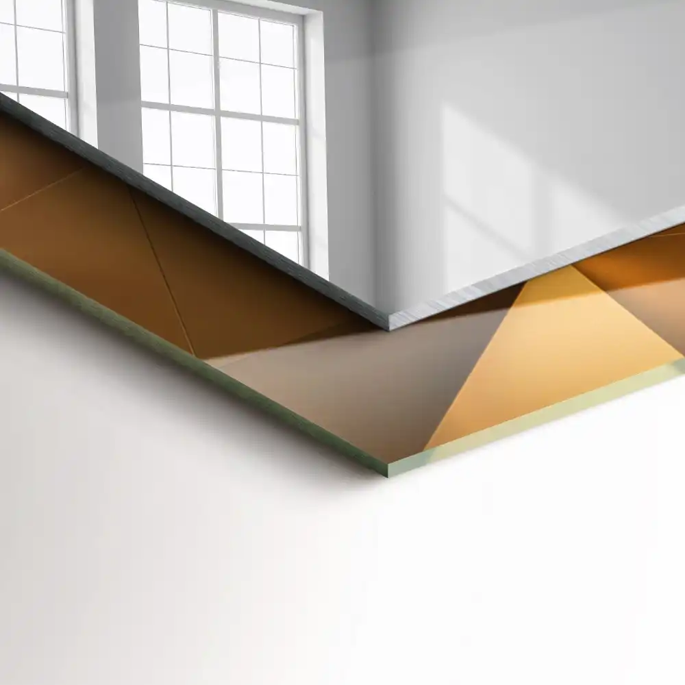 Rektangulär spegel med tryck geometriska former