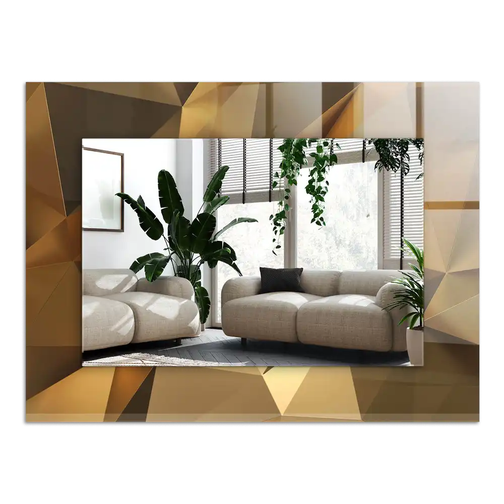 Rektangulär spegel med tryck geometriska former