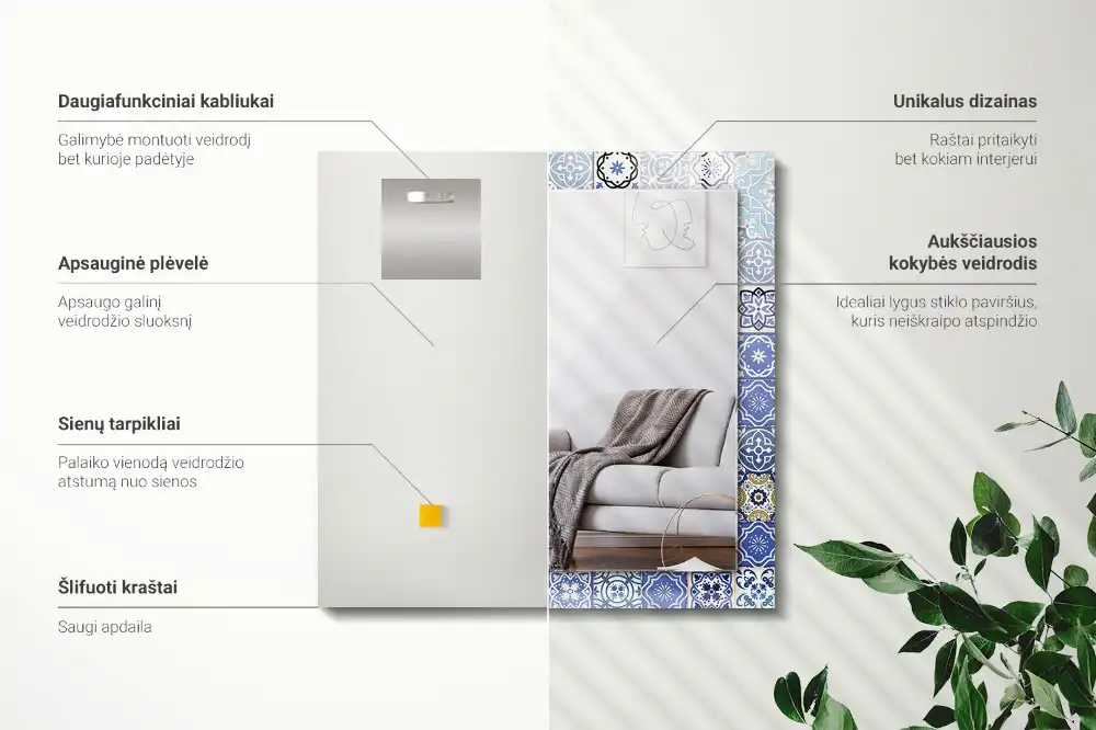 Dekorativ spegel med tryck Marockanska mönster