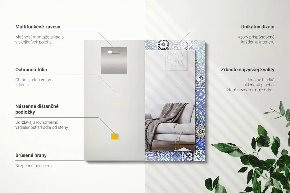 Dekorativ spegel med tryck Marockanska mönster