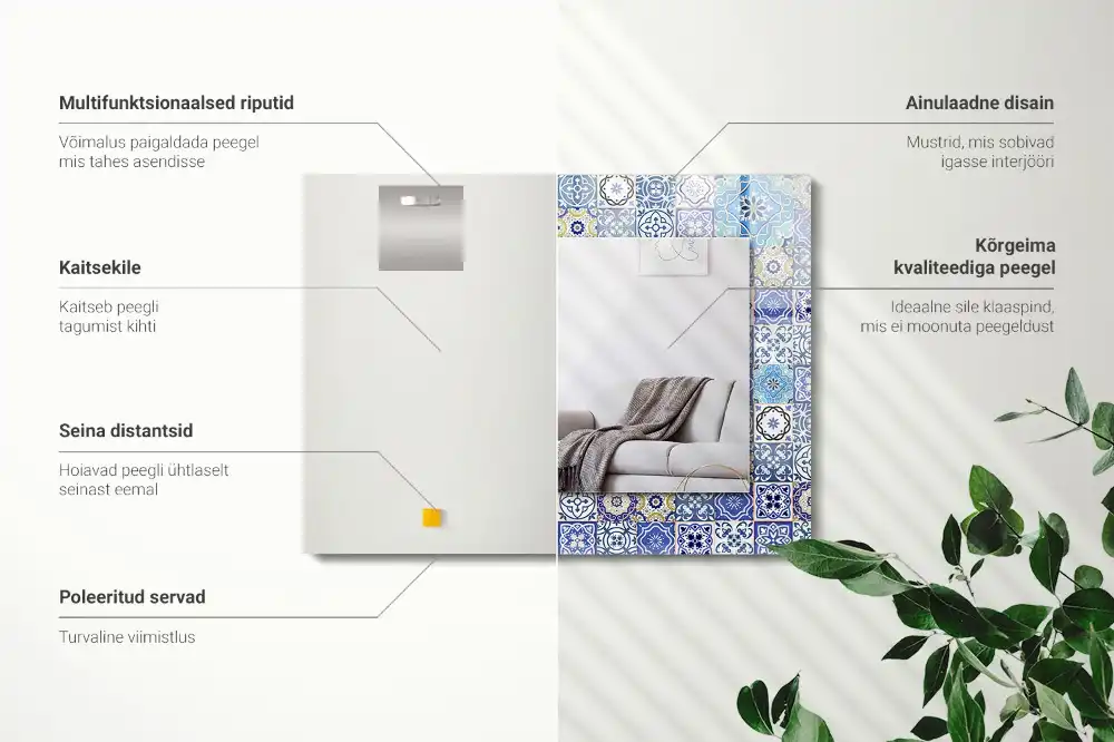 Dekorativ spegel med tryck Marockanska mönster