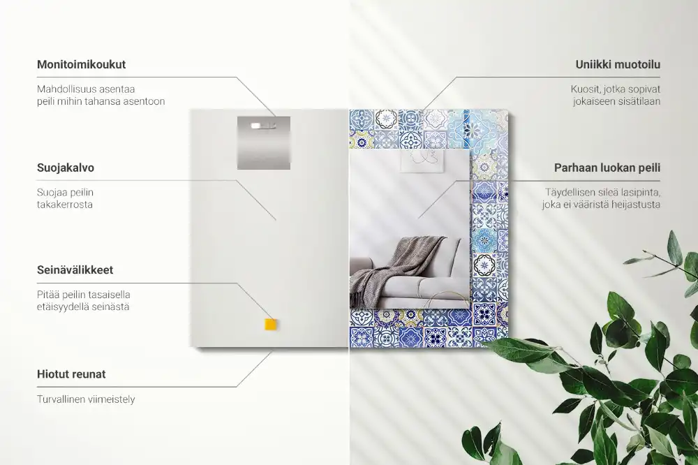 Dekorativ spegel med tryck Marockanska mönster