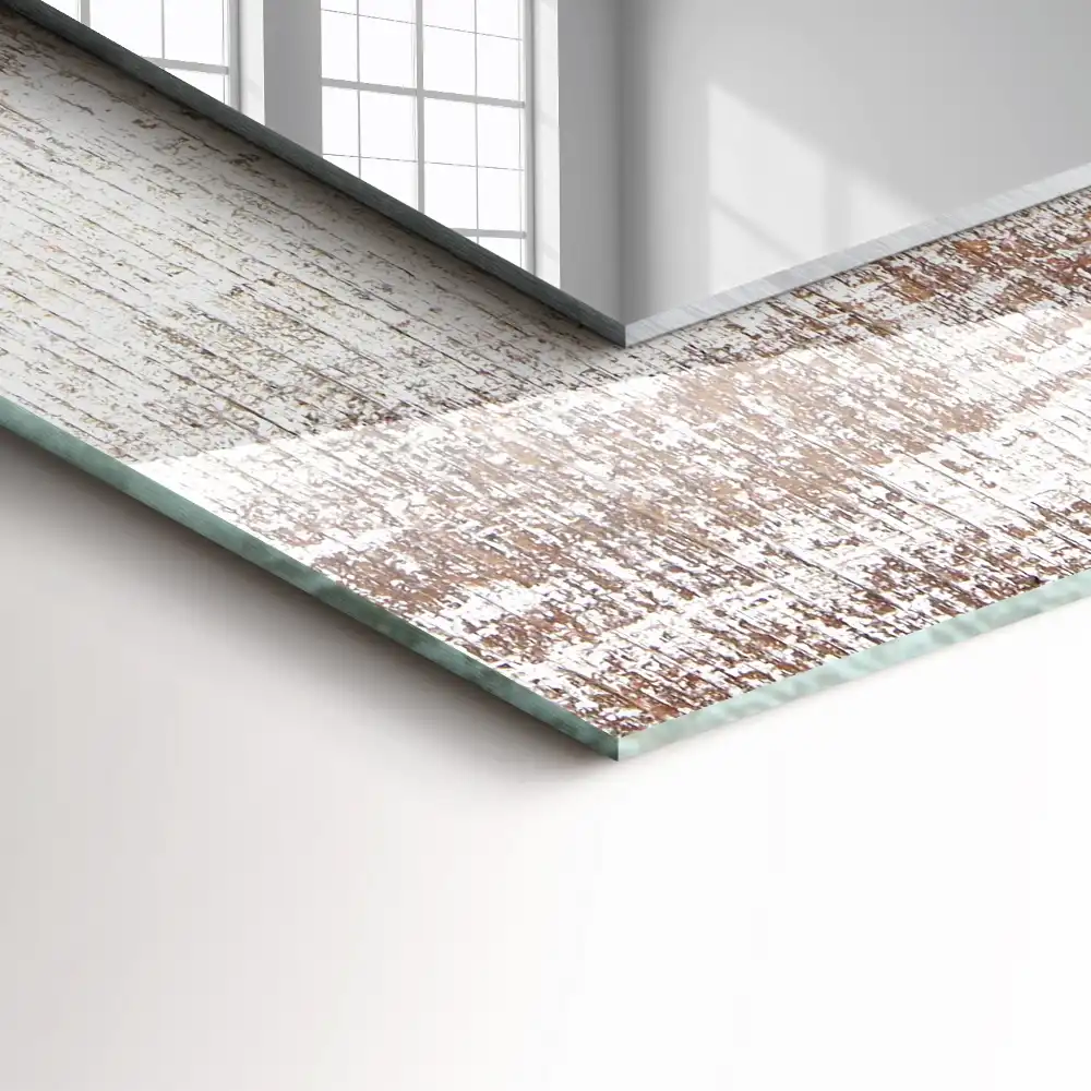 Rektangulär spegel med tryck Gammalt trä