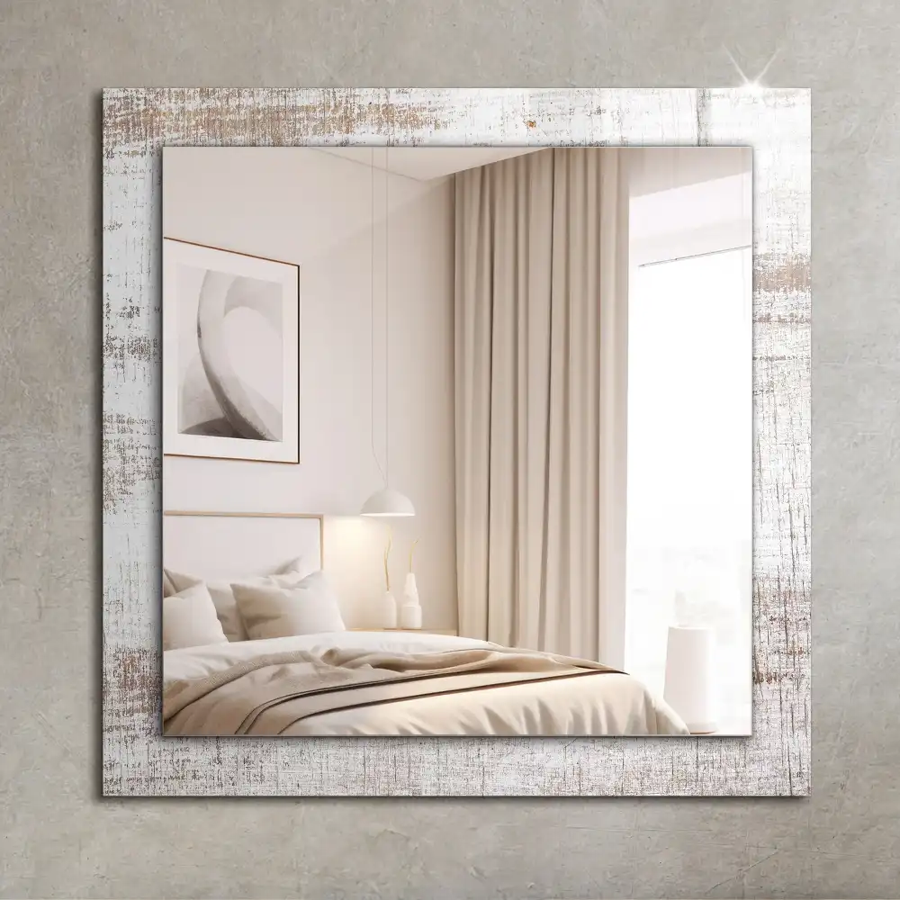 Rektangulär spegel med tryck Gammalt trä