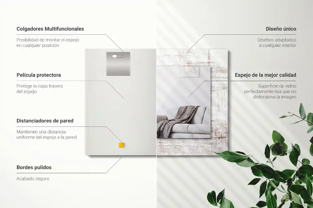 Rektangulär spegel med tryck Gammalt trä