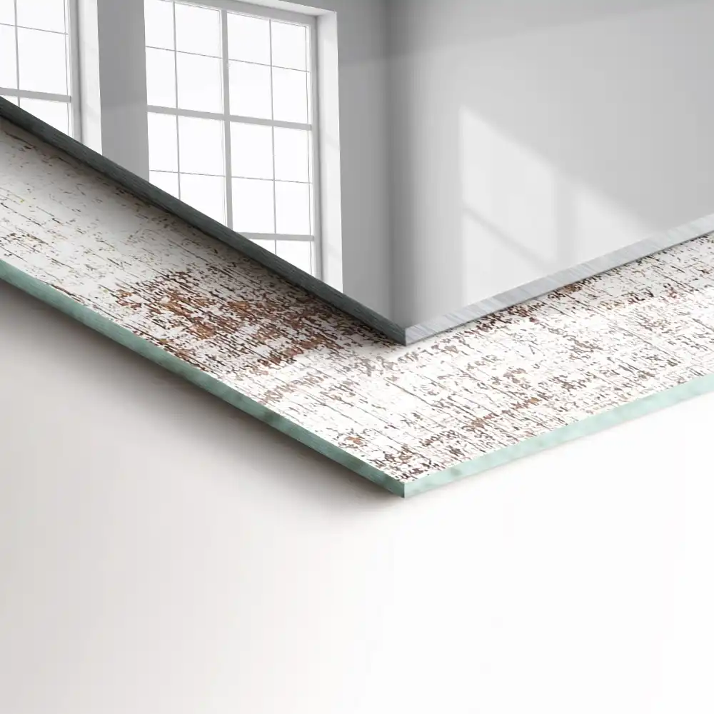 Rektangulär spegel med tryck Gammalt trä