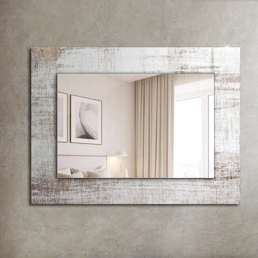 Rektangulär spegel med tryck Gammalt trä