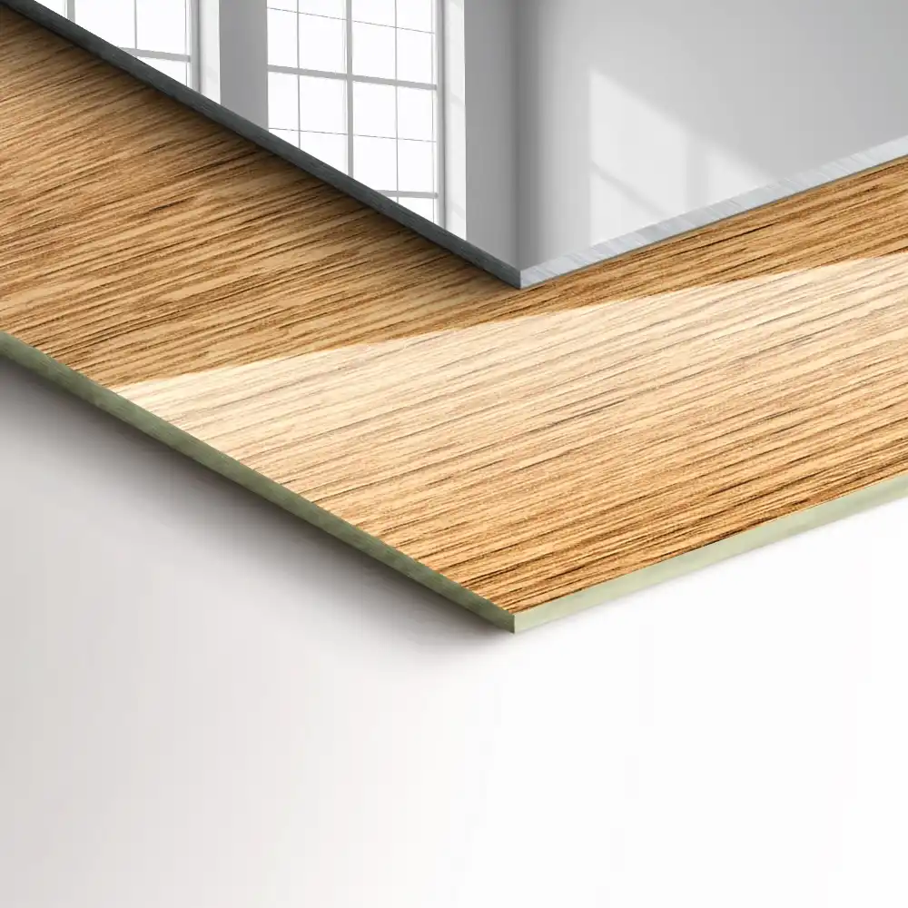 Rektangulär spegel med tryck Trä med struktur